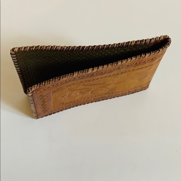 Tooled Leather Wallet | Vintage Wallet CheckBook | Receipt Holder | Coupon Book - Picture 6 of 8